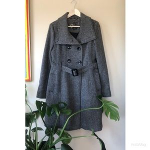 Guess Double Breasted Wool Trench Coat with Belt